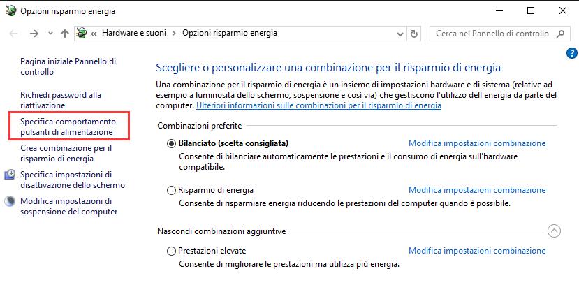 Avvio rapido di Windows 10