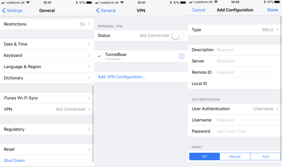configurare VPN cellulare